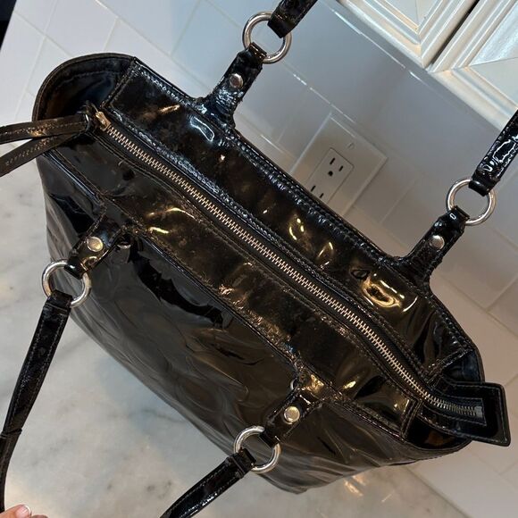 Coach Bag Purse Handbag High Gloss Patent Leather EW Shopper Tote Bag - Picture 12 of 16